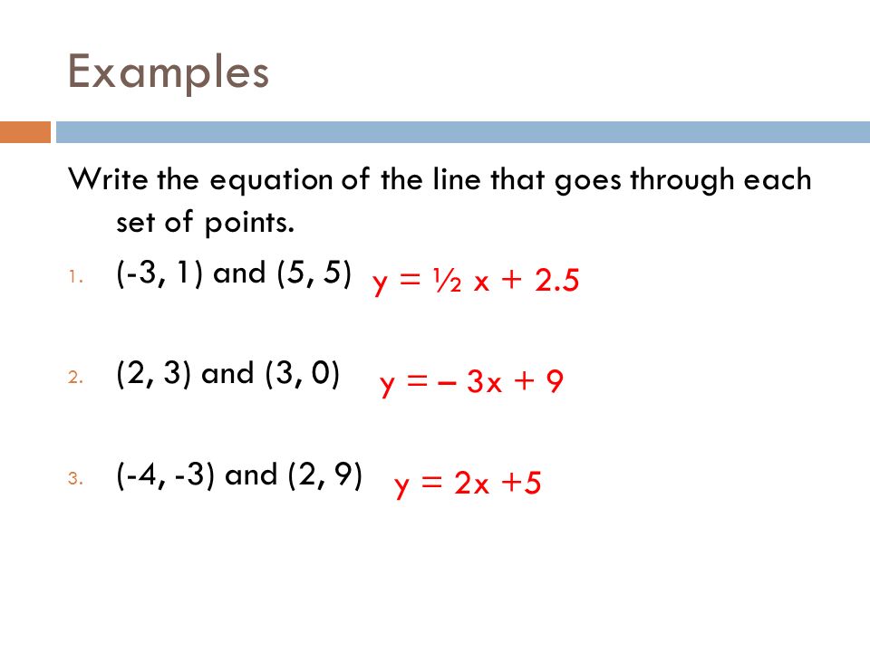 write an equation of the line passing through the given points